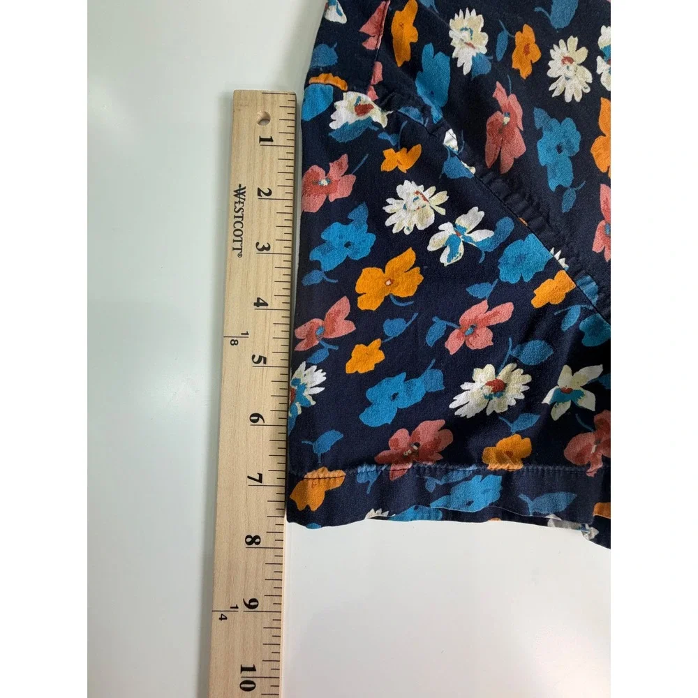 J.Crew Slim Flex Washed Floral Button Down Shirt Blue Mens Large Short Sleeve